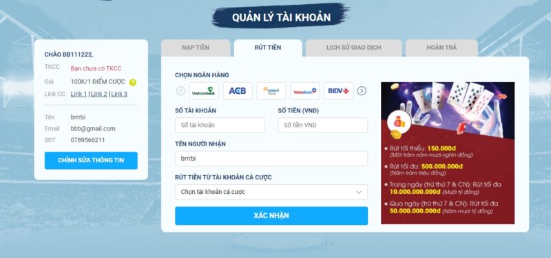Rút tiền tại 8live nhanh chóng chưa đến 30s