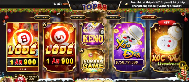 Number game, keno tại cổng game top88