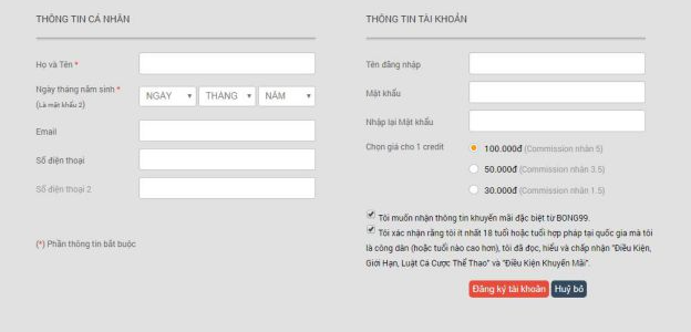 Đăng ký tài khoản nhà cái Bong99