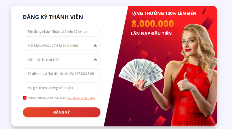 Đăng ký vào nhà cái