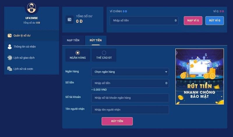Gửi và rút tiền nhanh chóng
