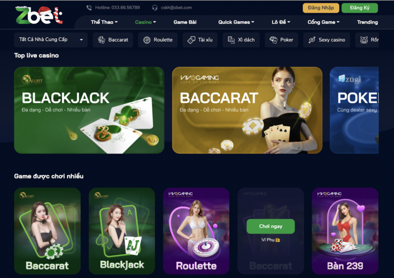 Giao diện website Zbet chuyên nghiệp, hiện đại