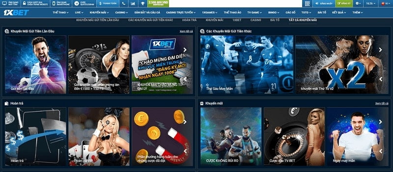 1xbet Đa dạng thể loại game