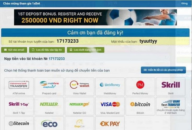 1xbet Gửi tiền vào nhà cái 1xbet