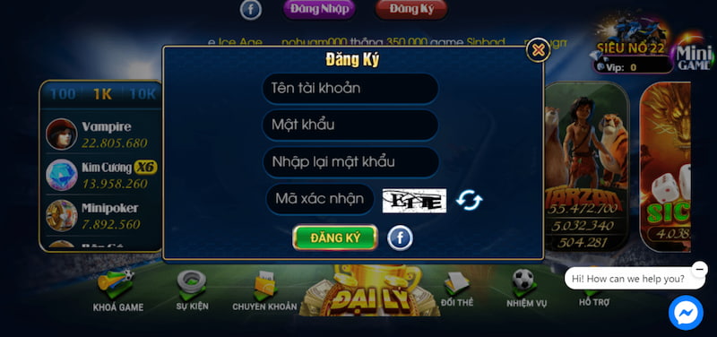 Đăng ký tạo tài khoản mới