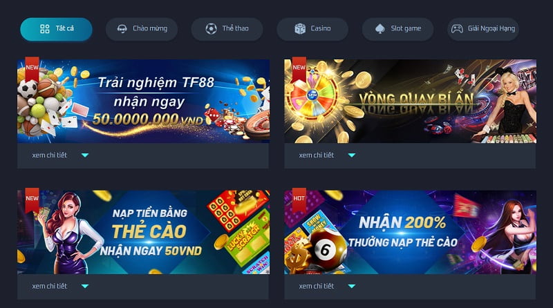 Siêu khuyến mãi tại nhà cái TF88