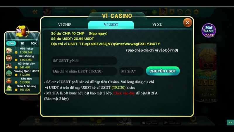 USDT Casino Gửi tiền tại nhà cái USTD Casino