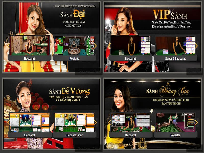 Live casino với ba sảnh cược sang trọng