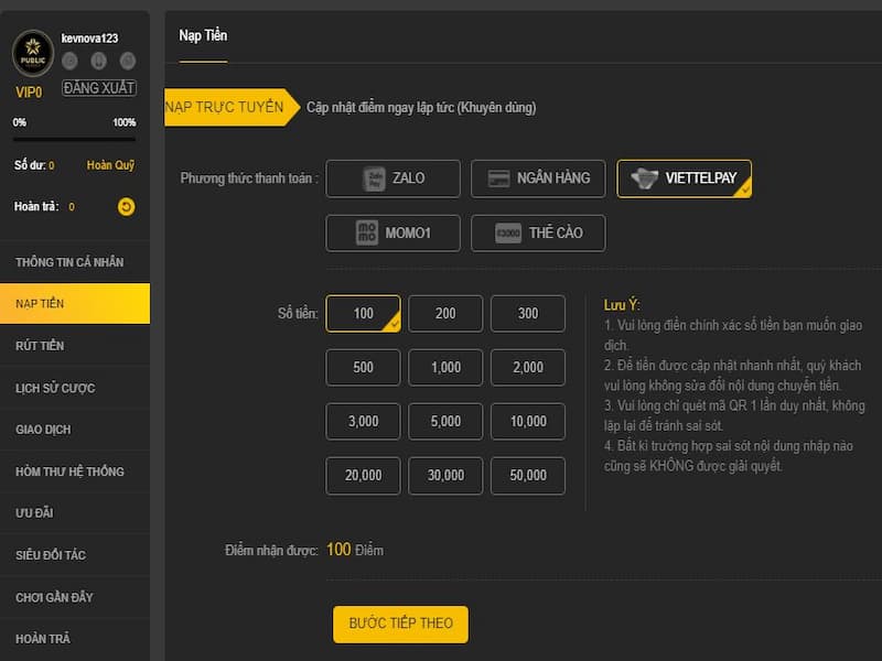 Gửi tiền tại 888b với đa kênh thanh toán