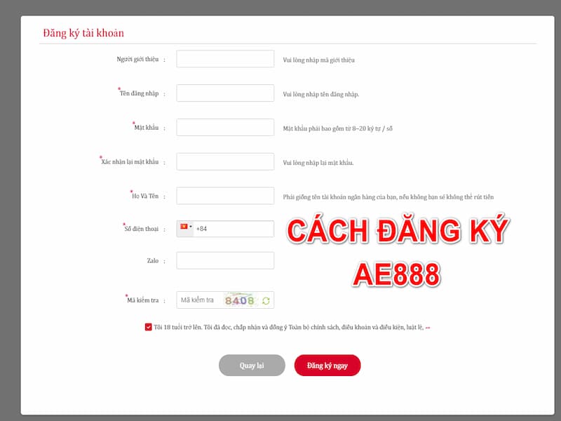 Hướng dẫn cách đăng ký nhà cái Ae888