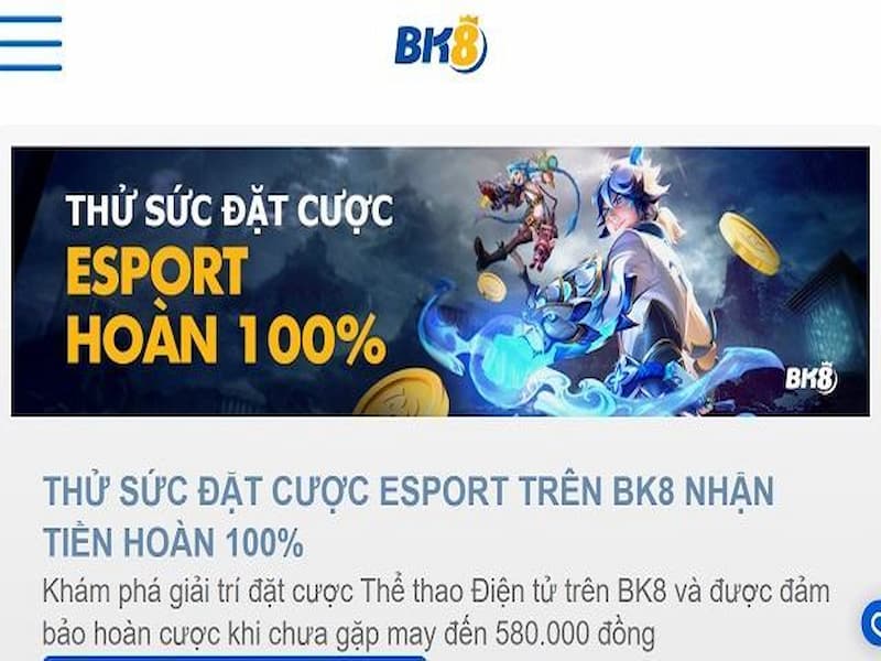 Khuyến mãi hoàn tiền đặt cược tại nhà cái BK8