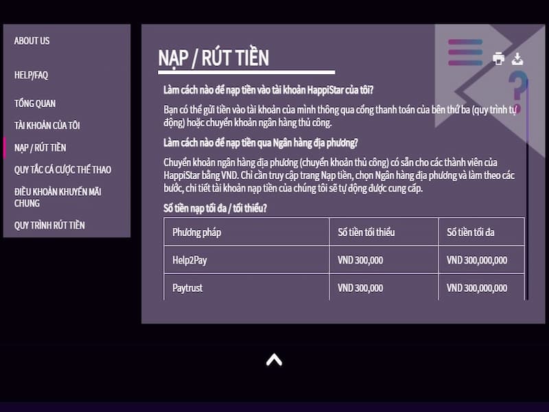 Giao dịch gửi tiền tại nhà cái Happistar thuận tiện nhanh chóng