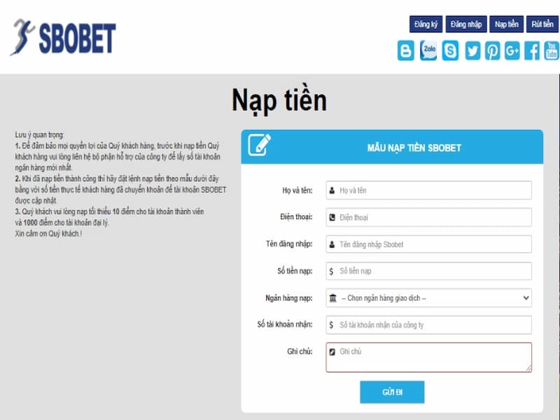 Gửi tiền tại nhà cái sbobet thông qua Skrill hoặc Neteller