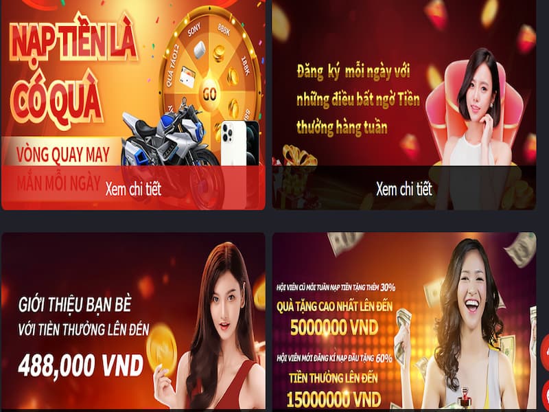 Các khuyến mãi đang được triển khai tại Wvip888